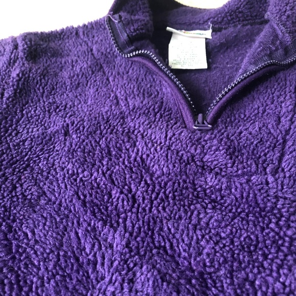 Purple Quarter Zip Fuzzy Cozy Pullover Jacket Sweatshirt Winter Girls - Picture 4 of 7